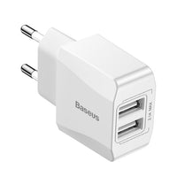 Baseus Dual USB Charger, Mobile Phone EU Charger Plug Travel Wall Charger Adapter For iPhone iPad Samsung Xiaomi Phone Charger