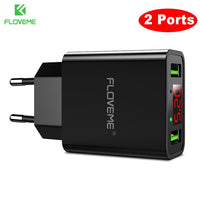 FLOVEME LED Digital 3 Ports USB Charger Universal EU Plug Wall Mobile Phone Charger For iPhone X 8 7 For Samsung S8 S9 Adapter