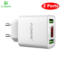 FLOVEME LED Digital 3 Ports USB Charger Universal EU Plug Wall Mobile Phone Charger For iPhone X 8 7 For Samsung S8 S9 Adapter