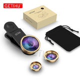 GETIHU Universal 3in1 Wide Angle Macro Fisheye Lens Camera Mobile Phone Lenses Fish Eye Lentes For iPhone Smartphone Accessories