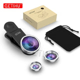 GETIHU Universal 3in1 Wide Angle Macro Fisheye Lens Camera Mobile Phone Lenses Fish Eye Lentes For iPhone Smartphone Accessories