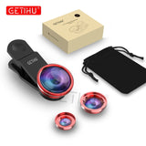 GETIHU Universal 3in1 Wide Angle Macro Fisheye Lens Camera Mobile Phone Lenses Fish Eye Lentes For iPhone Smartphone Accessories