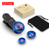 GETIHU Universal 3in1 Wide Angle Macro Fisheye Lens Camera Mobile Phone Lenses Fish Eye Lentes For iPhone Smartphone Accessories