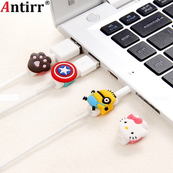 Universal Cute cartoon figure USB Data Cable Line Protector Anti Breaking Protective Sleeve For IPhone cable Protect stitch