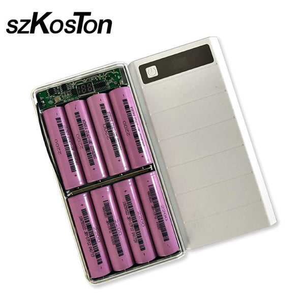 DIY 8x18650 Battery Holder Power Bank Box Plastic Shell Case Type C Micro Double USB Port Display Powerbank Box Color Random