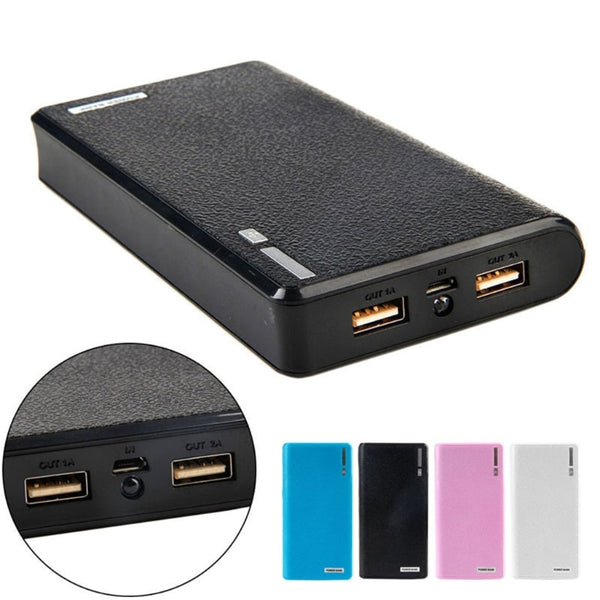 Power Bank Box Dual USB Power Bank 6x 18650 External Backup Battery Charger Box Case For Phone Black