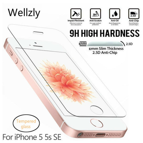 Wellzly 0.26mm 2.5D Protective Glass For iPhone 5S Tempered glass for iPhone 5 SE Screen Protector On Tempered Glass Film 9H HD