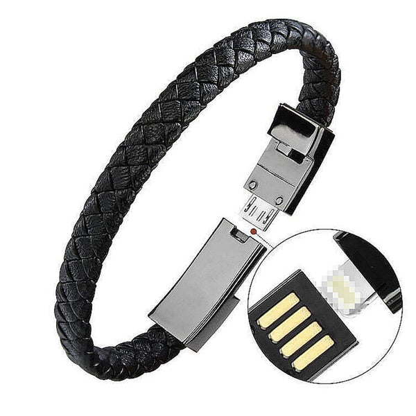 Outdoor Portable Leather Mini Micro USB Bracelet Charger Data Charging Cable Sync Cord For iPhone6 6s Android Type-C Phone Cable