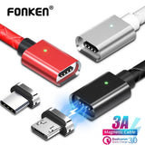 FONKEN Magnetic Cable fast charging Magnet Micro USB and Type C Cable Sync Data Phone Cables Quick Charge Magnet Charger Cable