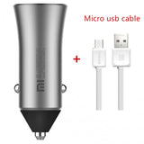 New Version Xiaomi Mi Car Charger Dual USB Quick Charge 5V/2.4A 9V/2A 12V/1.5A Max 18W Fast Charge Edition With LED Light tips