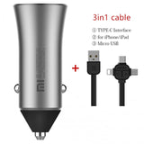 New Version Xiaomi Mi Car Charger Dual USB Quick Charge 5V/2.4A 9V/2A 12V/1.5A Max 18W Fast Charge Edition With LED Light tips