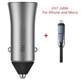 New Version Xiaomi Mi Car Charger Dual USB Quick Charge 5V/2.4A 9V/2A 12V/1.5A Max 18W Fast Charge Edition With LED Light tips