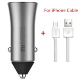 New Version Xiaomi Mi Car Charger Dual USB Quick Charge 5V/2.4A 9V/2A 12V/1.5A Max 18W Fast Charge Edition With LED Light tips