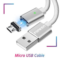 FONKEN Micro USB Magnetic Cable Magnet Quick Charge 3A USB Type C Cables 1m 2m Android Wire Mobile Phone Fast Charging Data Cord
