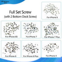 for iPhone X 8 7 7 plus Complete Kit Full Set Screws with 2 Bottom Dock Screw for iPhone 6 6s Replacement Phone Accessories Bolt
