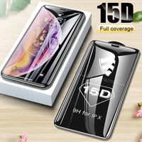 15D Protective Glass on the For iPhone 6 6s 7 8 plus XR X XS glass full cover iPhone Xs Max Screen Protector Tempered Glass