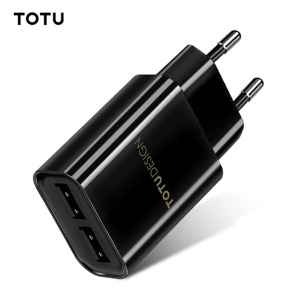 TOTU USB Charger For iPhone Samsung Xiaomi Dual USB Traval Wall Charger 2.4A Fast Charging EU US Adapter Mobile Phone Charger