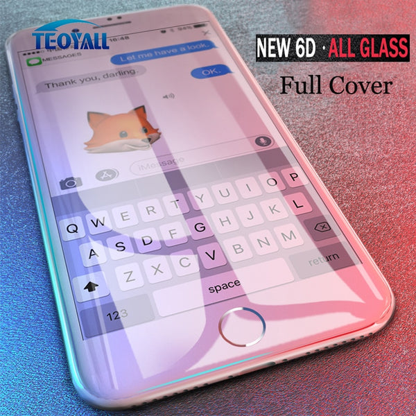 TeoYall Full 6D Edge Tempered Glass For iPhone X XS 7 8 6 6s Plus Screen Protector on iPhone 7 8 6 10 XS MAX XR Glass Protective