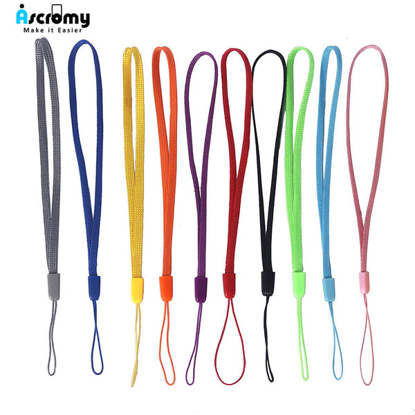 Ascromy 10PCS Hand Wrist Lanyard Strap String for Phone iPhone 7 8 X 6 USB Flash Drives Keys Keychains ID Name Tag Badge Holders