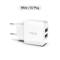 PZOZ Dual USB Charger 2a Fast Charging Travel EU Plug Adapter portable Wall charger Mobile Phone cable For iphone Samsung xiaomi