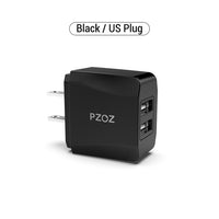 PZOZ Dual USB Charger 2a Fast Charging Travel EU Plug Adapter portable Wall charger Mobile Phone cable For iphone Samsung xiaomi