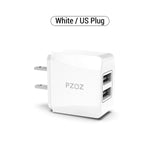 PZOZ Dual USB Charger 2a Fast Charging Travel EU Plug Adapter portable Wall charger Mobile Phone cable For iphone Samsung xiaomi