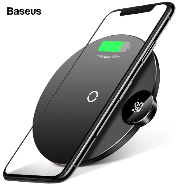 Baseus LED Qi Wireless Charger For iPhone Xs Max X 8 10W Fast Wirless Wireless Charging Pad For Samsung S10 S9 Xiaomi MI 9 MIX 3