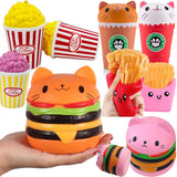 2018 Jumbo Squishy Toys Children Slow Rising Antistrss Toy Cat Hamburger French fries Popcorn Coffee Cup Squishies Stress Relief