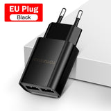TOTU USB Charger For iPhone Samsung Xiaomi Dual USB Traval Wall Charger 2.4A Fast Charging EU US Adapter Mobile Phone Charger