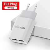 TOTU USB Charger For iPhone Samsung Xiaomi Dual USB Traval Wall Charger 2.4A Fast Charging EU US Adapter Mobile Phone Charger