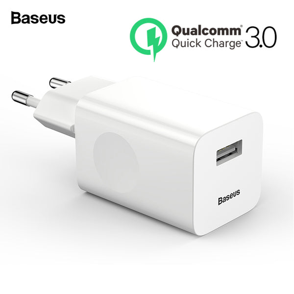 Baseus 24W Quick Charge 3.0 USB Charger QC3.0 Wall Mobile Phone Charger for iPhone X Xiaomi Mi 9 Tablet iPad EU QC Fast Charging