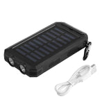 30000mAh Solar Power Bank Electric Charging External Battery Pack Waterproof Powerbank Smartphone 2 LED Light Portable Outdoor