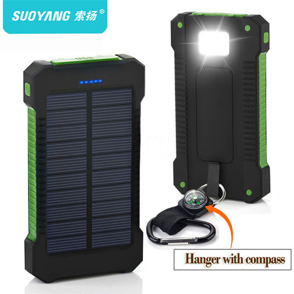 Solar Power Bank Waterproof 30000mAh Solar Charger 2 USB Ports External Charger mini Powerbank for Xiaomi iPhone x 8 Smartphone