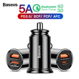 Baseus Quick Charge 4.0 3.0 USB Car Charger For Xiaomi mi 9 Huawei P30 Pro QC4.0 QC3.0 QC 5A Fast PD Car Charging Phone Charger