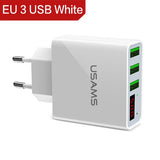 USAMS 3 Port USB Phone Charger LED Display EU Plug Total Max 3.4A Smart Fast Charger Mobile Wall Charger for iPhone iPad Samsung