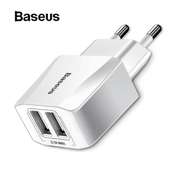 Baseus 5V 2.1A Dual USB Charger For Phone Fast Charging Charger Portable EU Plug Travel Adapter Wall charger for iPhone samsung