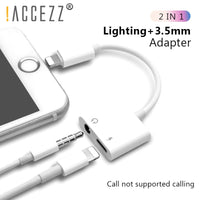 !ACCEZZ 2 in 1 Lighting Charger Listening Adapter For iphone X 8 Plus Charging Adapter 3.5mm Jack AUX Splitter For iphone XS MAX
