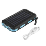30000mAh Solar Power Bank Electric Charging External Battery Pack Waterproof Powerbank Smartphone 2 LED Light Portable Outdoor