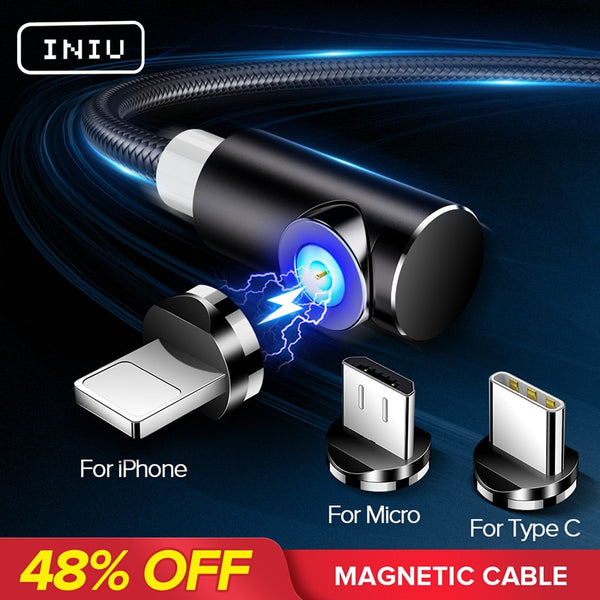 INIU 2M Fast Magnetic Cable Micro USB Type C Charger Charging For iPhone XS X XR 8 7 Samsung S8 Magnet Android Phone Cable Cord