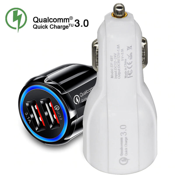 Car USB Charger Quick Charge 3.0 2.0 Mobile Phone Charger 2 Port USB Fast Car Charger for iPhone Samsung Xiaomi