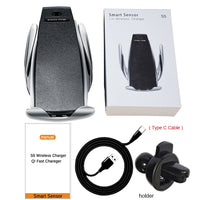 10W Wireless Car Charger S5 Automatic Clamping Fast Charging Phone Holder Mount in Car for iPhone xr Huawei Samsung Smart Phone