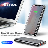 Baseus 10000mAh QI Wireless Charger Power Bank For iPhone Samsung PD + QC3.0 Fast Charging USB Powerbank External Battery Pack