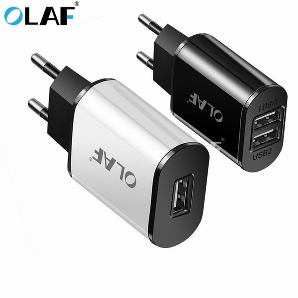 OLAF USB Charger Dual Ports EU 5V 2A Travel Wall Adapter Mobile Phone Micro Data Charging For iphone Samsung Xiaomi Huawei LG