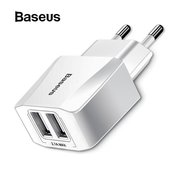 Baseus Dual USB Charger, Mobile Phone EU Charger Plug Travel Wall Charger Adapter For iPhone iPad Samsung Xiaomi Phone Charger