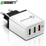 Essien 3 Ports Quick Charger QC 3.0 USB Phone Charger Fast Charger EU/US Plug Mobile Phone Charger for phone for Samsung S8 S9