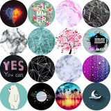 7pcs/lot Marble Pattern Round Metal Plate disk Paste On smartphone For Magnetic Car Phone Sticker Support Car mobile accessories