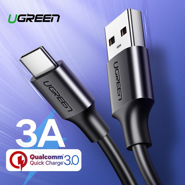 Ugreen USB Type C Cable for Xiaomi Redmi Note 7 mi9 USB C Cable for Samsung S9 Fast Charging Wire USB-C Mobile Phone Charge Cord