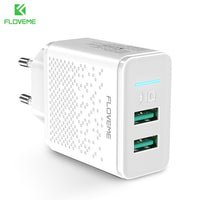 FLOVEME Dual USB Charger 5V 2.4A Fast Charging Wall Charger Adapter EU Plug Mobile Phone For iphone ipad mini Samsung Xiaomi