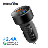 Rocketek mini Dual USB QC3.0 Car Charger 3.1A 5V LCD Display Universal Phone Car-Charger for Xiaomi Samsung S8 iPhone X 8 Plus