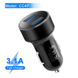 Rocketek mini Dual USB QC3.0 Car Charger 3.1A 5V LCD Display Universal Phone Car-Charger for Xiaomi Samsung S8 iPhone X 8 Plus